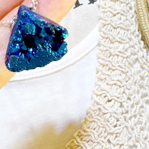 Raw Lapis Lazuli worry stone 925 sterling silver necklace pendant/wisdom crystal - Picture 2 of 8